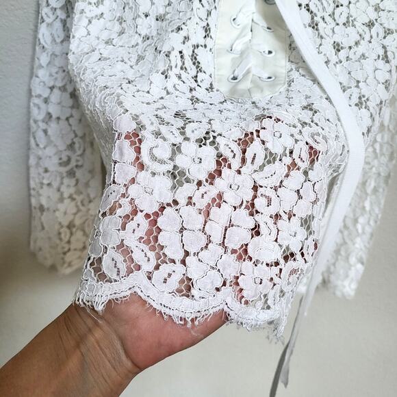 Endless Rose Lace Top Womens Small White Summer Cottage Boho Floral Feminine - Picture 6 of 12